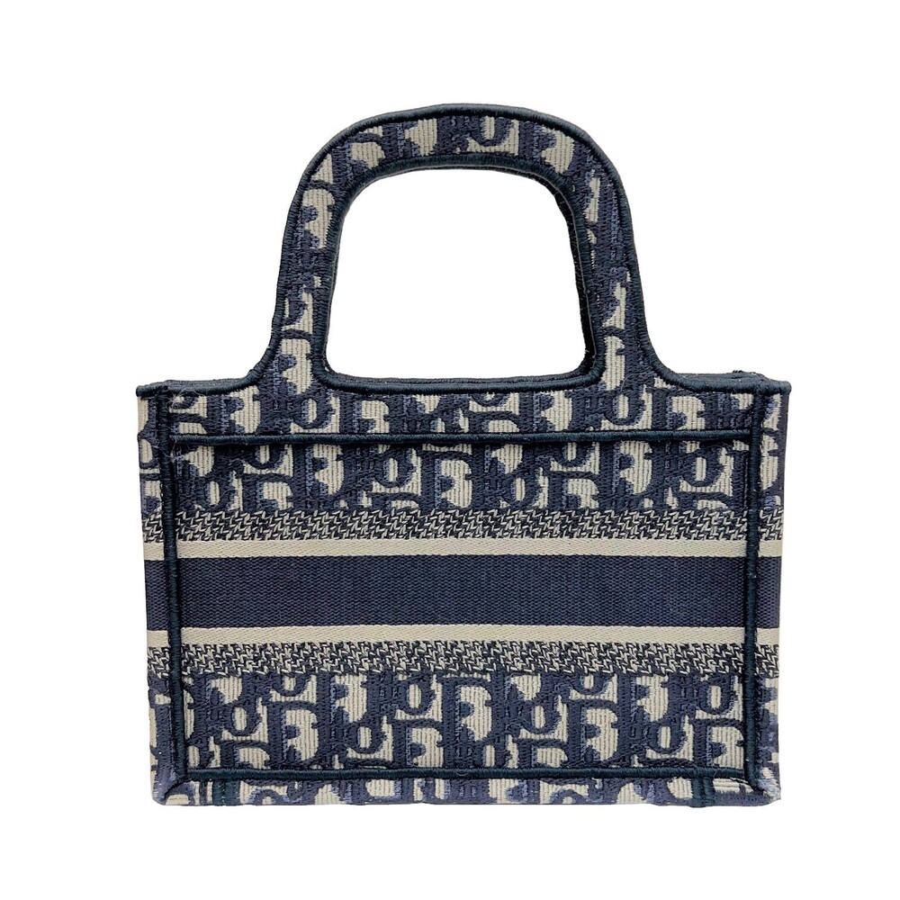 Christian Dior BOOK TOTE Bag Oblique Embroidery BOOKTOTE Navy Blue